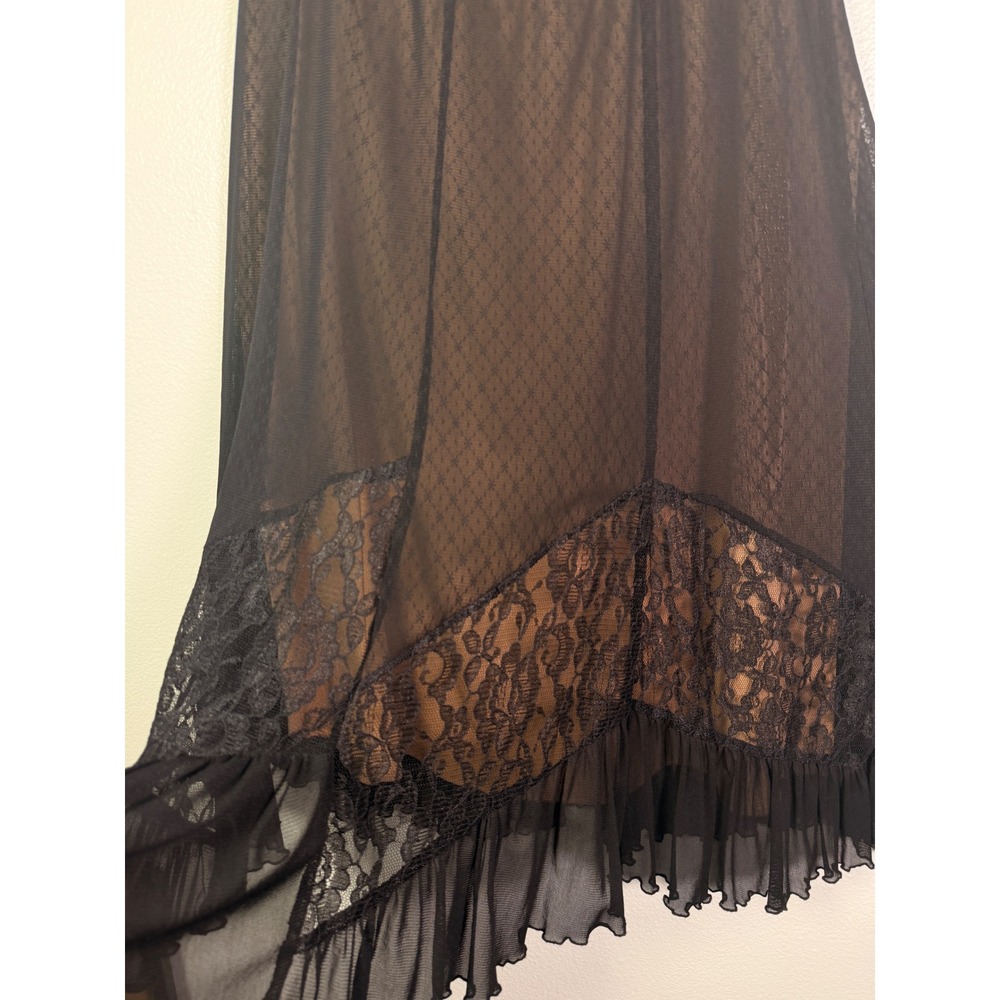 Avenue Black Lace Mesh Maxi Skirt Tan Lining Ruffle Hem Plus Size 18/20 - Picture 2 of 10